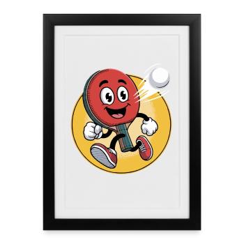 Conception de dessin animé de tennis de table - Affiche encadrée (27 × 37 cm) - noir - Devant