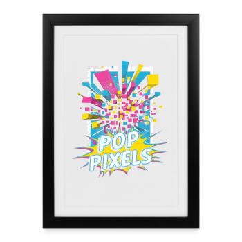 Pop Pixels Pop Culture Retro Video Game - Framed poster (27 × 37 cm) - black - Front