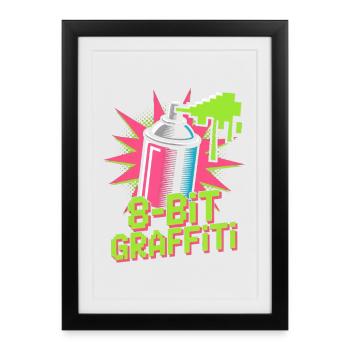 8-Bit Graffiti Pop Culture Retro Video Game - Framed poster (27 × 37 cm) - black - Front