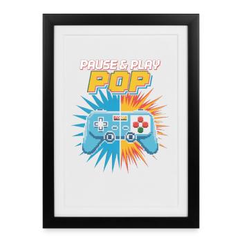 Pause & Play Pop Pop Culture Retro Video Game - Framed poster (27 × 37 cm) - black - Front