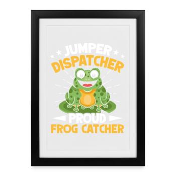 Frog Catcher Dispatcher Proud Frog - Gerahmtes Poster (27 × 37 cm) - Schwarz - Vorne