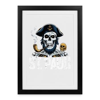 St.Pauli Kiez Hamburg Totenkopf Sankt Pauli - Framed poster (27 × 37 cm) - black - Front