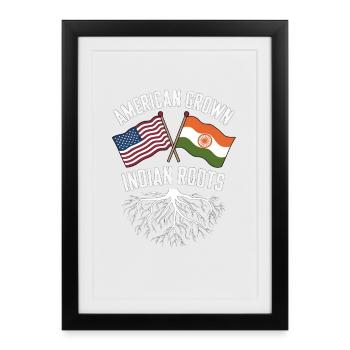 American Grown Indian Roots Flag Design - Framed poster (27 × 37 cm) - black - Front