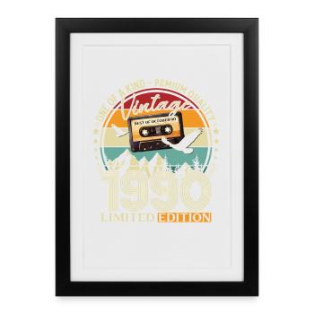 35th Birthday Cassette October Year 1990 - Framed poster (27 × 37 cm) - black - Front