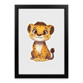 Lion - Affiche encadrée (27 × 37 cm) - noir - Devant