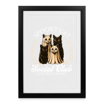 Spooky Cat Social Club Cute Creepy Kitty - Framed poster (27 × 37 cm) - black - Front