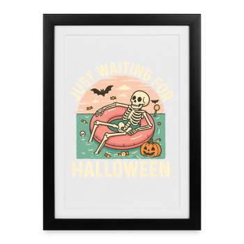 Juste En Attendant Halloween, Spooky Squelette - Affiche encadrée (27 × 37 cm) - noir - Devant