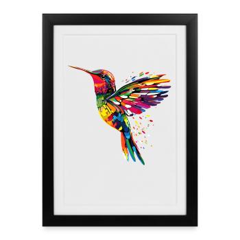 Hummingbird Hummingbird Bird Hummingbirds Cute Hummingbird - Framed poster (27 × 37 cm) - black - Front
