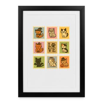 Illustration de la collection de chats d’Halloween - Affiche encadrée (27 × 37 cm) - noir - Devant