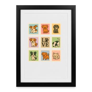 Adorable Puppy Dog Collection with Love Motif - Framed poster (27 × 37 cm) - black - Front