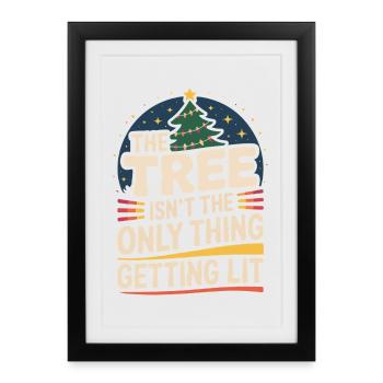 Humour de Noël chaleureux avec sapin de Noël et texte - Affiche encadrée (27 × 37 cm) - noir - Devant
