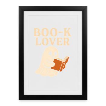 Cute Ghost Book Lover Print - Framed poster (27 × 37 cm) - black - Front