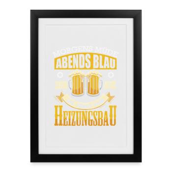 Chauffagiste Plombier Plombier de construction chauffage - Affiche encadrée (27 × 37 cm) - noir - Devant