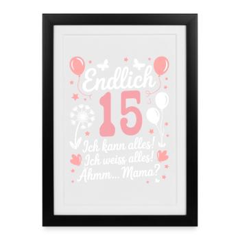 Enfin 15ème anniversaire 15 ans cadeau dire - Affiche encadrée (27 × 37 cm) - noir - Devant