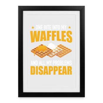 Gaufres Crêpes Petit déjeuner Boulangerie Costume - Affiche encadrée (27 × 37 cm) - noir - Devant