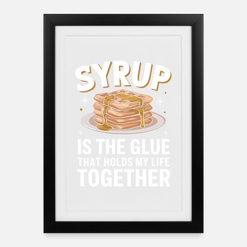 Gaufres et sirop Crêpes Cadeau Gaufres - Affiche encadrée (27 × 37 cm) - noir