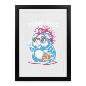 Déguisement de cochon d’Inde hamster punk - Affiche encadrée (27 × 37 cm) - noir - Devant