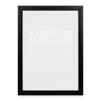 Directeur d’entrepôt à vélo - Affiche encadrée (27 × 37 cm) - noir - Devant