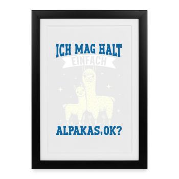 Alpaca Fan I JUST LIKE ALPACAS Funny - Framed poster (27 × 37 cm) - black - Front
