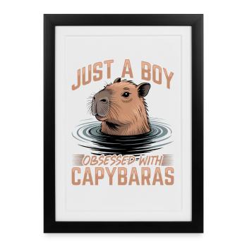 Funny Capybara - Framed poster (27 × 37 cm) - black - Front