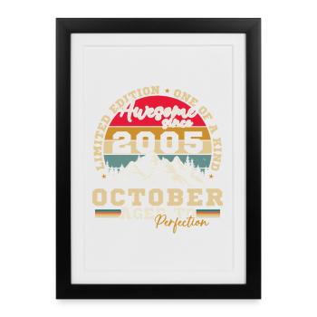 Octobre 2005 Vinatge Retro Cadeau Anniversaire - Affiche encadrée (27 × 37 cm) - noir - Devant