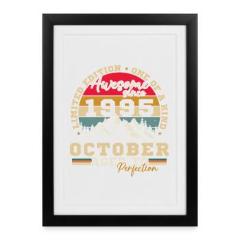 Octobre 1995 Vinatge Retro Cadeau Anniversaire - Affiche encadrée (27 × 37 cm) - noir - Devant