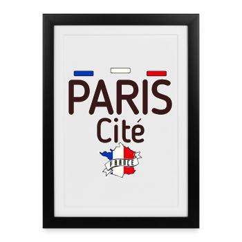 Paris French Flag Cité City Island - Framed poster (27 × 37 cm) - black - Front