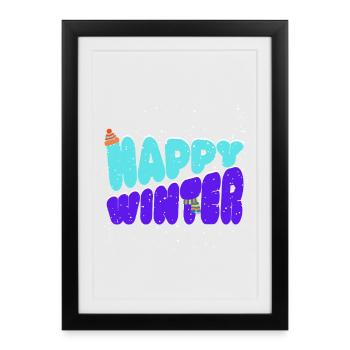 Winter in snow style - Framed poster (27 × 37 cm) - black - Front