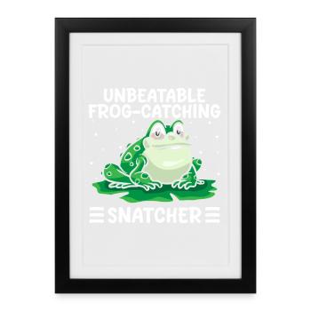 Frog Catcher Imbattable Attrapeur de grenouilles Snatcher - Affiche encadrée (27 × 37 cm) - noir - Devant