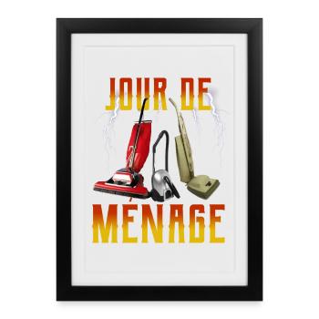 Jour de Ménage Aspirateurs Rock - Affiche encadrée (27 × 37 cm) - noir - Devant