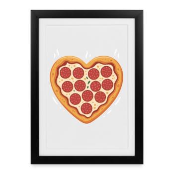 Heart Pizza Food Lover Pizza - Gerahmtes Poster (27 × 37 cm) - Schwarz - Vorne