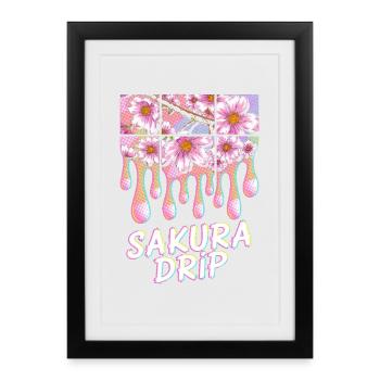 Sakura Pop Culture Esthétique japonaise - Affiche encadrée (27 × 37 cm) - noir - Devant