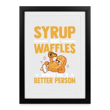 Syrup and waffles Sweet pastries Pancakes - Framed poster (27 × 37 cm) - black - Front