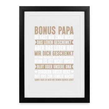 Bonus Dad Stepdad Father's Day Dad Paternity - Framed poster (27 × 37 cm) - black - Front