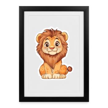 Lion - Affiche encadrée (27 × 37 cm) - noir - Devant