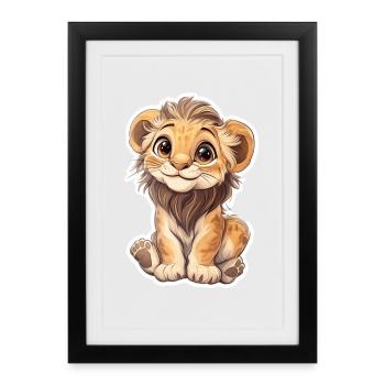 Lion - Affiche encadrée (27 × 37 cm) - noir - Devant