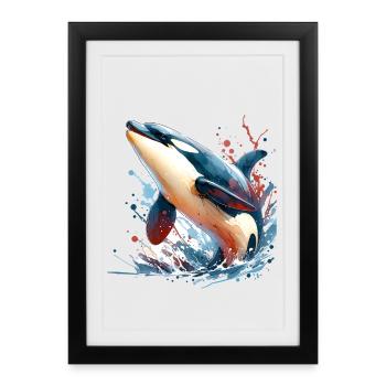 Orca Killer Whale - Framed poster (27 × 37 cm) - black - Front