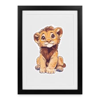Lion - Affiche encadrée (27 × 37 cm) - noir - Devant