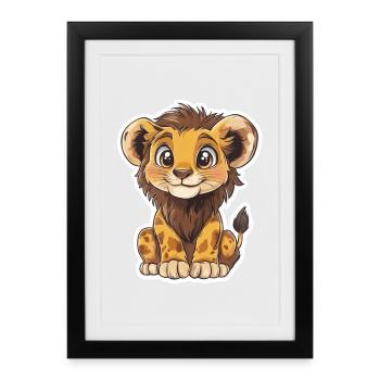 Lion - Affiche encadrée (27 × 37 cm) - noir - Devant