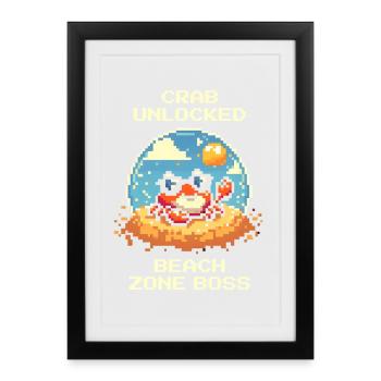 Krabbe freigeschaltet: Strandboss | Strand Krebs - Framed poster (27 × 37 cm) - black - Front