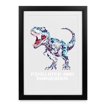Verpixelt und gefährlich | Dinosaurier - Framed poster (27 × 37 cm) - black - Front