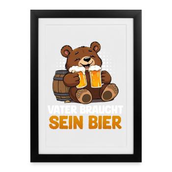 FATHER-TO-BE NEEDS HIS BEER Funny - Framed poster (27 × 37 cm) - black - Front
