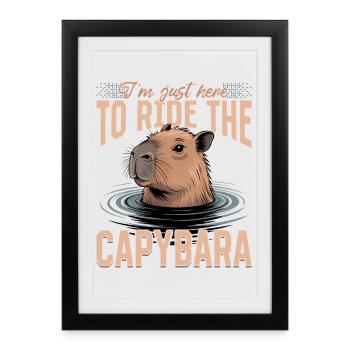 Esthétique amusante Kawaii Capybara - Affiche encadrée (27 × 37 cm) - noir - Devant
