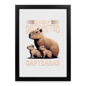 Esthétique amusante Kawaii Capybara - Affiche encadrée (27 × 37 cm) - noir - Devant