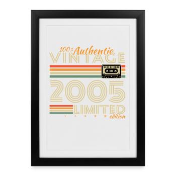 2005 Vintage Rétro Cadeau D'anniversaire - Affiche encadrée (27 × 37 cm) - noir - Devant