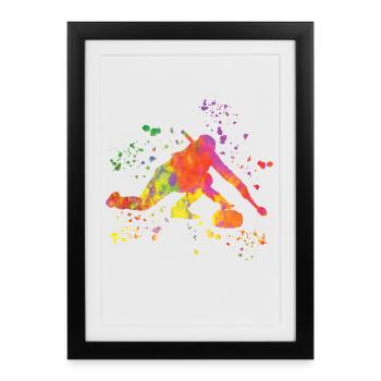 Curler Winter Sports Curling - Framed poster (27 × 37 cm) - black - Front