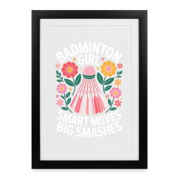 Badminton Dire Fille Drôle Badminton Cadeau - Affiche encadrée (27 × 37 cm) - noir - Devant