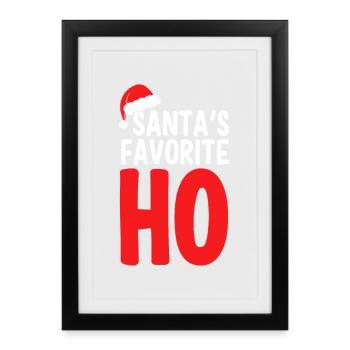 Le Ho préféré du Père Noël - Dicton effronté - Affiche encadrée (27 × 37 cm) - noir - Devant