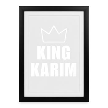 Nom Karim avec lettre K - Chemise King Crown - Affiche encadrée (27 × 37 cm) - noir - Devant