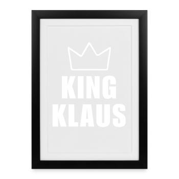 Nom Klaus avec lettre K - Chemise King Crown - Affiche encadrée (27 × 37 cm) - noir - Devant
